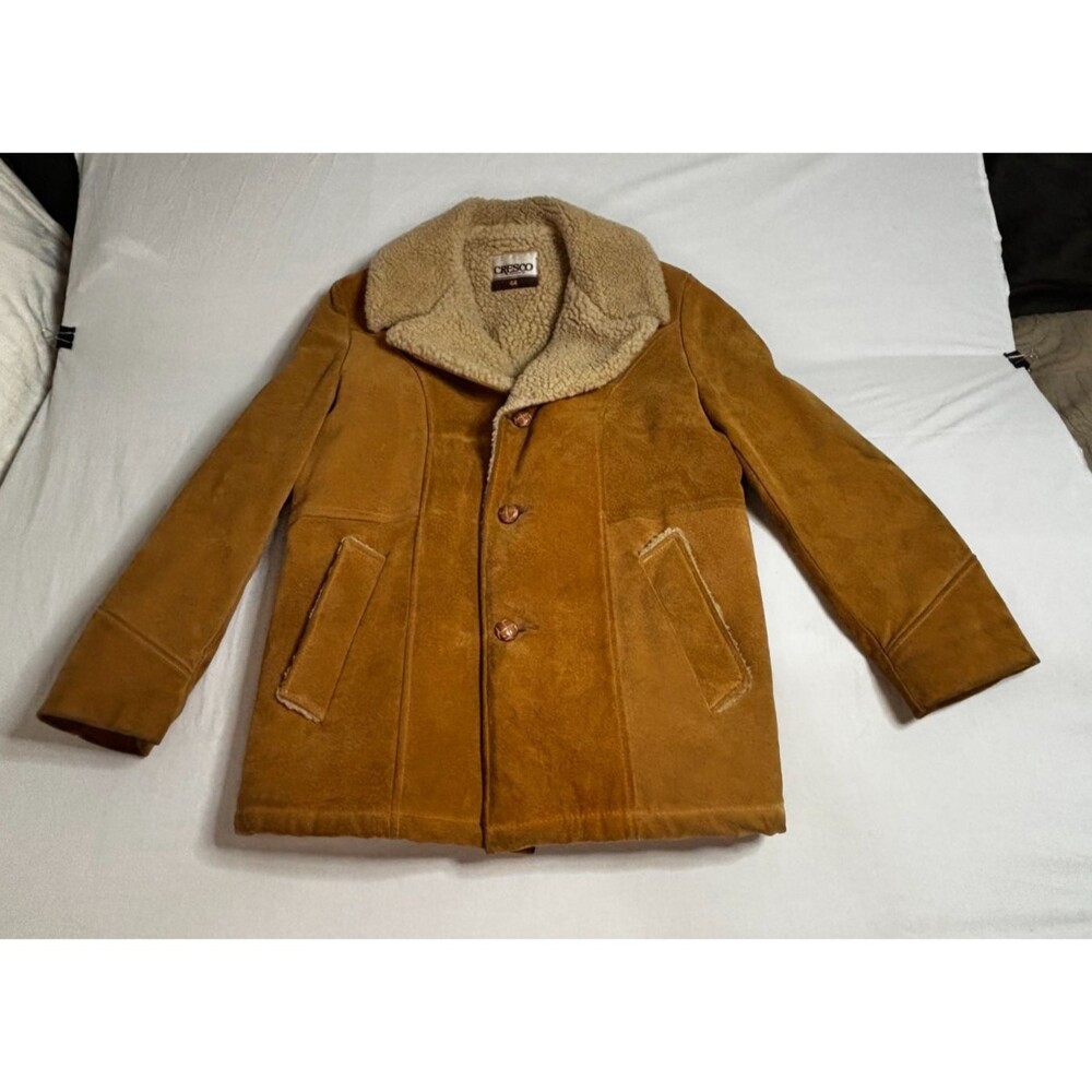 Vintage Cresco Shearling Coat Men's 44 Brown Leather Sherpa Ranch Jacket
